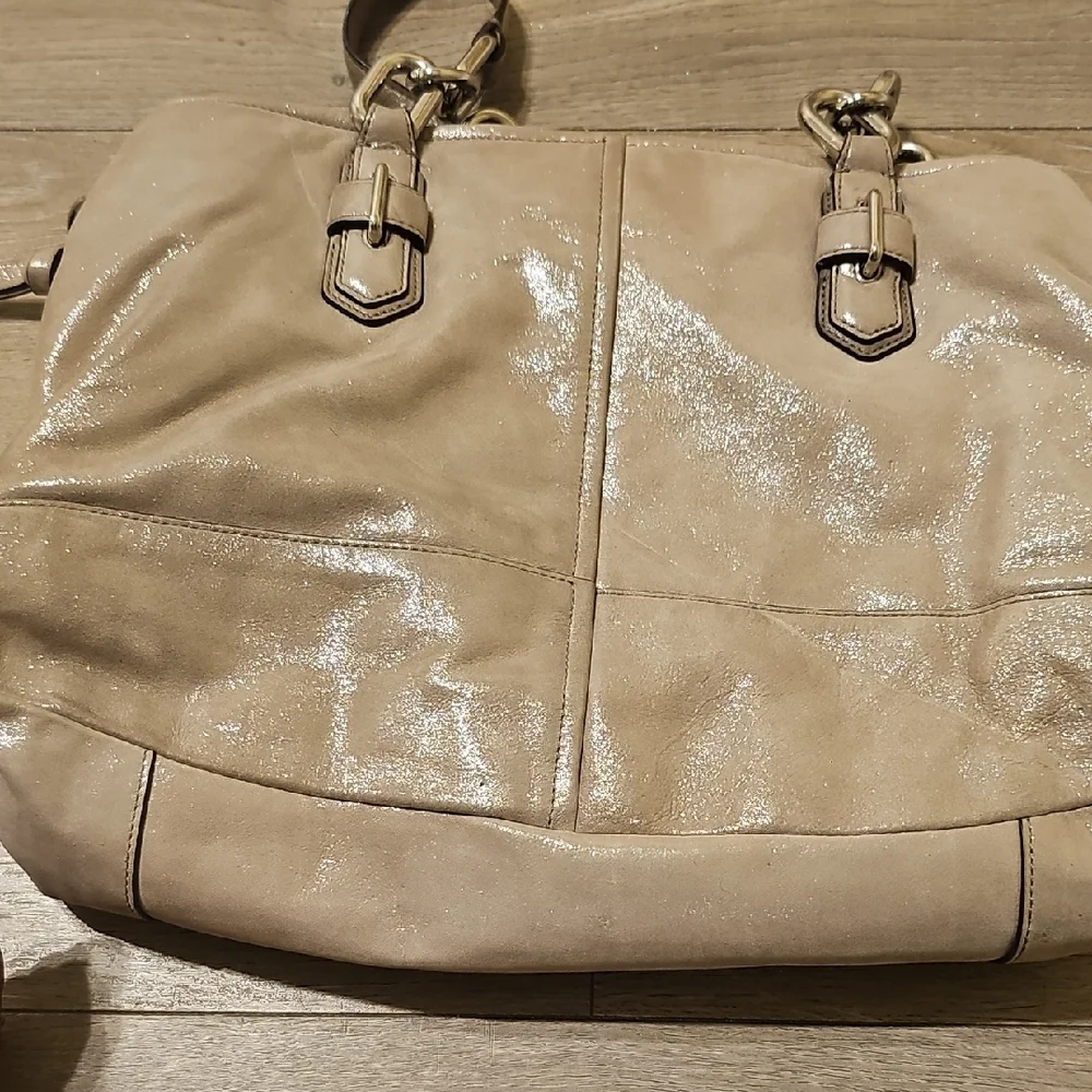 Coach and Four Shimmering Beige Shoulder Bag - Picture 2 of 6